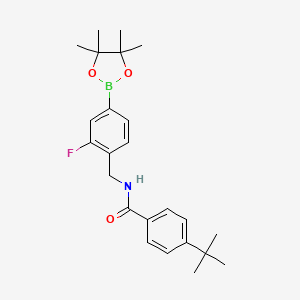 molecular formula C24H31BFNO3 B12077407 4-(tert-butyl)-N-(2-fluoro-4-(4,4,5,5-tetramethyl-1,3,2-dioxaborolan-2-yl)benzyl)benzamide 