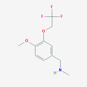 molecular formula C11H14F3NO2 B12077506 {[4-Methoxy-3-(2,2,2-trifluoroethoxy)phenyl]methyl}(methyl)amine 