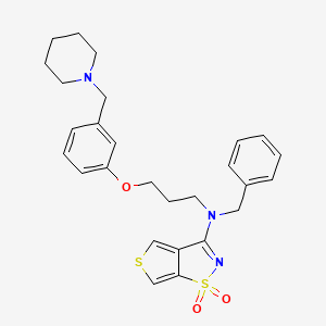 molecular formula C27H31N3O3S2 B1207752 N-(Phenylmethyl)-N-(3-(3-(1-piperidinylmethyl)phenoxy)propyl)thieno(3,4-d)isothiazol-3-amine 1,1-dioxide CAS No. 104221-86-5
