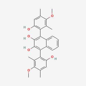 molecular formula C28H28O6 B12077695 1,4-Bis(6-hydroxy-3-methoxy-2,4-dimethylphenyl)-naphthalene-2,3-diol 