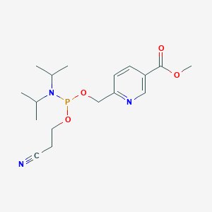 molecular formula C17H26N3O4P B12077724 Methyl 6-((((2-cyanoethoxy)(diisopropylamino)phosphanyl)-oxy)methyl) nicotinate 