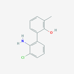 molecular formula C13H12ClNO B12078026 2'-Amino-3'-chloro-3-methyl-[1,1'-biphenyl]-2-ol 