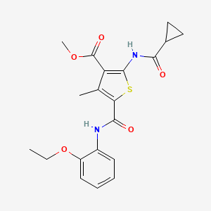 molecular formula C20H22N2O5S B12078254 Methyl 2-(cyclopropanecarboxamido)-5-((2-ethoxyphenyl)carbamoyl)-4-methylthiophene-3-carboxylate 