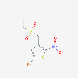 molecular formula C7H8BrNO4S2 B12078471 5-Bromo-3-((ethylsulfonyl)methyl)-2-nitrothiophene 