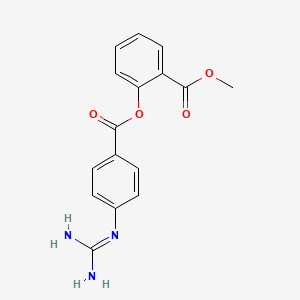 molecular formula C16H15N3O4 B1207855 2'-Carbomethoxyphenyl 4-guanidinobenzoate CAS No. 89022-11-7