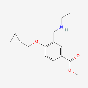 molecular formula C15H21NO3 B12078590 Methyl 4-(cyclopropylmethoxy)-3-((ethylamino)methyl)benzoate 