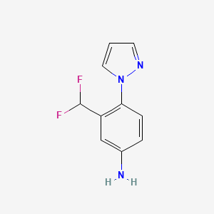 molecular formula C10H9F2N3 B12078678 3-(Difluoromethyl)-4-(1H-pyrazol-1-yl)aniline 