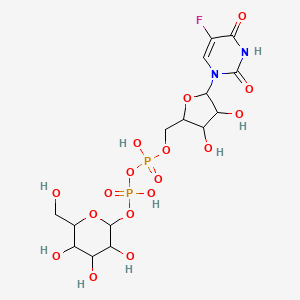 molecular formula C15H23FN2O17P2 B12078689 [[5-(5-Fluoro-2,4-dioxopyrimidin-1-yl)-3,4-dihydroxyoxolan-2-yl]methoxy-hydroxyphosphoryl] [3,4,5-trihydroxy-6-(hydroxymethyl)oxan-2-yl] hydrogen phosphate 