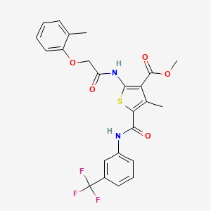 molecular formula C24H21F3N2O5S B12078776 Methyl 4-methyl-2-(2-(o-tolyloxy)acetamido)-5-((3-(trifluoromethyl)phenyl)carbamoyl)thiophene-3-carboxylate 