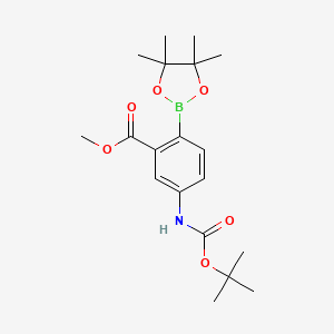 molecular formula C19H28BNO6 B12078790 Methyl 5-((tert-butoxycarbonyl)amino)-2-(4,4,5,5-tetramethyl-1,3,2-dioxaborolan--2-yl)benzoate 