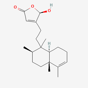 B1207942 (5r)-5-Hydroxy-4-{2-[(2r,4ar,8ar)-1,2,4a,5-tetramethyl-1,2,3,4,4a,7,8,8a-octahydronaphthalen-1-yl]ethyl}furan-2(5h)-one CAS No. 92593-91-4