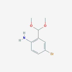 molecular formula C9H12BrNO2 B12079480 4-Bromo-2-(dimethoxymethyl)aniline 