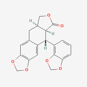 molecular formula C20H16O6 B1207949 (5S,5aS,8aR)-5-(1,3-benzodioxol-4-yl)-5a,8,8a,9-tetrahydro-5H-[2]benzofuro[5,6-f][1,3]benzodioxol-6-one CAS No. 98819-09-1