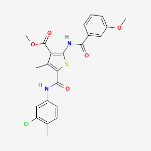 molecular formula C23H21ClN2O5S B12079652 Methyl 5-((3-chloro-4-methylphenyl)carbamoyl)-2-(3-methoxybenzamido)-4-methylthiophene-3-carboxylate 