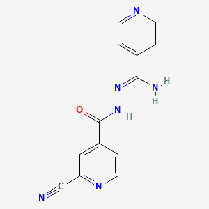 molecular formula C13H10N6O B12079963 2-Cyano-N'-(imino(pyridin-4-yl)methyl)isonicotinohydrazide 