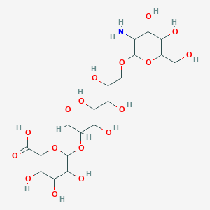 molecular formula C19H33NO17 B1208003 6-[7-[3-Amino-4,5-dihydroxy-6-(hydroxymethyl)oxan-2-yl]oxy-3,4,5,6-tetrahydroxy-1-oxoheptan-2-yl]oxy-3,4,5-trihydroxyoxane-2-carboxylic acid CAS No. 63947-63-7