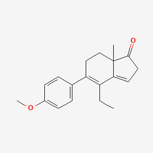 molecular formula C19H22O2 B1208010 1H-Inden-1-one, 4-ethyl-2,6,7,7a-tetrahydro-5-(4-methoxyphenyl)-7a-methyl- CAS No. 56933-74-5