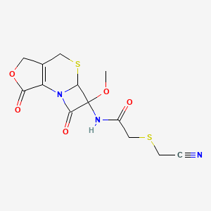 2-(cyanomethylsulfanyl)-N-(4-methoxy-3,11-dioxo-10-oxa-6-thia-2-azatricyclo[6.3.0.02,5]undec-1(8)-en-4-yl)acetamide