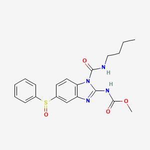 molecular formula C20H22N4O4S B1208011 Carbamic acid, (1-((butylamino)carbonyl)-5-(phenylsulfinyl)-1H-benzimidazol-2-yl)-, methyl ester CAS No. 62020-59-1