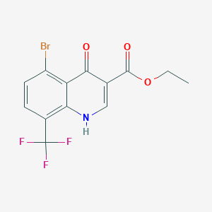 molecular formula C13H9BrF3NO3 B12080178 Ethyl 5-bromo-4-hydroxy-8-(trifluoromethyl)quinoline-3-carboxylate CAS No. 1065094-16-7