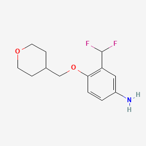 molecular formula C13H17F2NO2 B12080321 3-(Difluoromethyl)-4-(oxan-4-ylmethoxy)aniline 