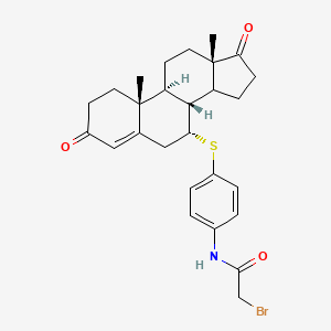 molecular formula C27H32BrNO3S B1208056 2-bromo-N-[4-[[(7R,8R,9S,10R,13S)-10,13-dimethyl-3,17-dioxo-2,6,7,8,9,11,12,14,15,16-decahydro-1H-cyclopenta[a]phenanthren-7-yl]sulfanyl]phenyl]acetamide CAS No. 96937-87-0