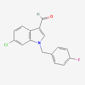 molecular formula C16H11ClFNO B12080584 6-chloro-1-(4-fluorobenzyl)-1H-indole-3-carbaldehyde 