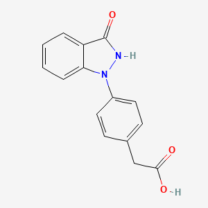 molecular formula C15H12N2O3 B1208075 Benzeneacetic acid, 4-(2,3-dihydro-3-oxo-1H-indazol-1-yl)- CAS No. 80934-59-4