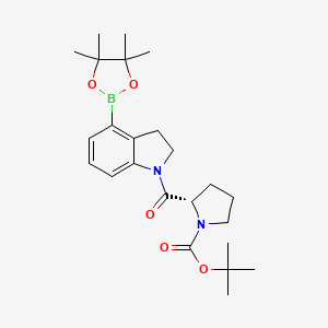 tert-Butyl (S)-2-(4-(4,4,5,5-tetramethyl-1,3,2-dioxaborolan-2-yl)indoline-1-carbonyl-)pyrrolidine-1-carboxylate