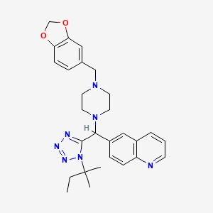 molecular formula C28H33N7O2 B1208151 6-[[4-(1,3-苯并二氧杂环-5-基甲基)-1-哌嗪基]-[1-(2-甲基丁-2-基)-5-四唑基]甲基]喹啉 
