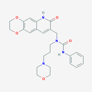 molecular formula C26H30N4O5 B1208153 1-[3-(4-morpholinyl)propyl]-1-[(7-oxo-3,6-dihydro-2H-[1,4]dioxino[2,3-g]quinolin-8-yl)methyl]-3-phenylurea 