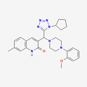 molecular formula C28H33N7O2 B1208159 3-[(1-环戊基-5-四唑基)-[4-(2-甲氧基苯基)-1-哌嗪基]甲基]-7-甲基-1H-喹啉-2-酮 