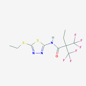 molecular formula C10H11F6N3OS2 B1208162 N-[5-(乙硫基)-1,3,4-噻二唑-2-基]-2,2-双(三氟甲基)丁酰胺 