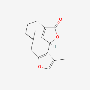 molecular formula C15H16O3 B1208183 3,8-二甲基-5,14-二氧杂三环[10.2.1.02,6]十五烷-2(6),3,8,12(15)-四烯-13-酮 