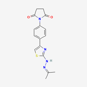 molecular formula C16H16N4O2S B1208222 1-[4-[2-(2-丙-2-亚基肼基)-4-噻唑基]苯基]吡咯烷-2,5-二酮 