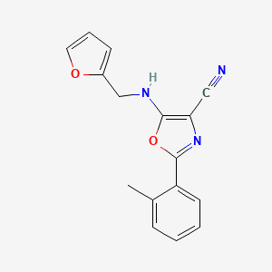 molecular formula C16H13N3O2 B1208249 5-(2-呋喃甲基氨基)-2-(2-甲苯基)-4-恶唑碳腈 