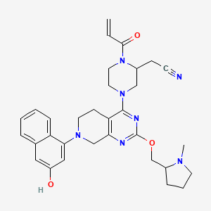 molecular formula C32H37N7O3 B12082502 2-[4-[7-(3-hydroxynaphthalen-1-yl)-2-[(1-methylpyrrolidin-2-yl)methoxy]-6,8-dihydro-5H-pyrido[3,4-d]pyrimidin-4-yl]-1-prop-2-enoylpiperazin-2-yl]acetonitrile 