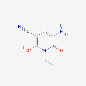 molecular formula C9H11N3O2 B12082522 3-Pyridinecarbonitrile, 5-amino-1-ethyl-1,2-dihydro-6-hydroxy-4-methyl-2-oxo- 