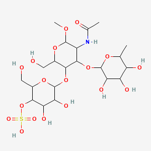 molecular formula C21H37NO18S B12082536 [6-[5-acetamido-2-(hydroxymethyl)-6-methoxy-4-(3,4,5-trihydroxy-6-methyloxan-2-yl)oxyoxan-3-yl]oxy-4,5-dihydroxy-2-(hydroxymethyl)oxan-3-yl] hydrogen sulfate 