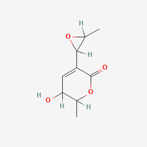 molecular formula C9H12O4 B1208259 2H-Pyran-2-one, 5,6-dihydro-5-hydroxy-6-methyl-3-(3-methyloxiranyl)- CAS No. 84276-21-1