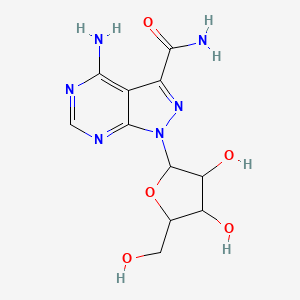 molecular formula C11H14N6O5 B1208260 4-Amino-1-[3,4-dihydroxy-5-(hydroxymethyl)oxolan-2-yl]pyrazolo[3,4-d]pyrimidine-3-carboxamide CAS No. 55559-56-3