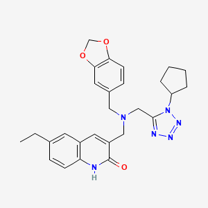 molecular formula C27H30N6O3 B1208312 3-[[1,3-苯并二氧杂环-5-基甲基-[(1-环戊基-5-四唑基)甲基]氨基]甲基]-6-乙基-1H-喹啉-2-酮 