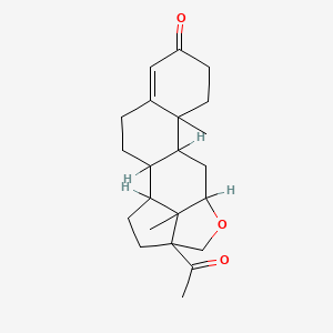 molecular formula C22H30O3 B1208372 2a-Acetyl-5b,11c-dimethyl-1,2,2a,4a,5,5a,5b,6,7,10,11,11a,11b,11c-tetradecahydronaphtho[2',1':4,5]indeno[7,1-bc]furan-8(3h)-one CAS No. 18878-80-3