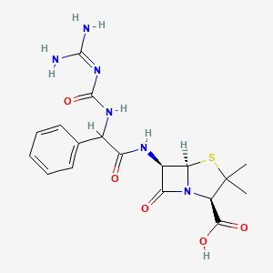 molecular formula C18H22N6O5S B1208377 6-(D-alpha-(3-Guanylureido)phenylacetamido)penicillanic acid CAS No. 28889-87-4