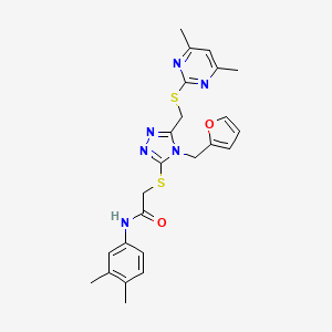 molecular formula C24H26N6O2S2 B1208441 N-(3,4-dimethylphenyl)-2-[[5-[[(4,6-dimethyl-2-pyrimidinyl)thio]methyl]-4-(2-furanylmethyl)-1,2,4-triazol-3-yl]thio]acetamide 