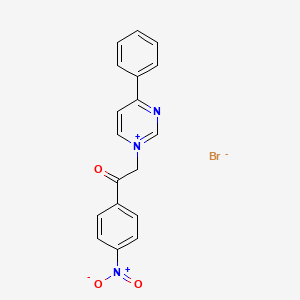 molecular formula C18H14BrN3O3 B12084796 1-[2-(4-Nitrophenyl)-2-oxoethyl]-4-phenylpyrimidin-1-ium bromide CAS No. 74439-16-0