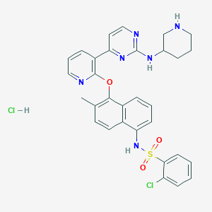 2-chloro-N-[6-methyl-5-[3-[2-(piperidin-3-ylamino)pyrimidin-4-yl]pyridin-2-yl]oxynaphthalen-1-yl]benzenesulfonamide;hydrochloride