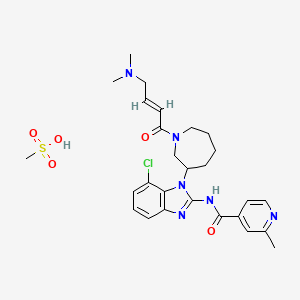 molecular formula C27H35ClN6O5S B12085492 N-[7-chloro-1-[1-[(E)-4-(dimethylamino)but-2-enoyl]azepan-3-yl]benzimidazol-2-yl]-2-methylpyridine-4-carboxamide;methanesulfonic acid 