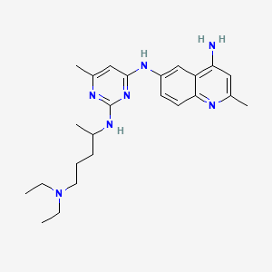 molecular formula C24H35N7 B1208556 N6-[2-[5-(diethylamino)pentan-2-ylamino]-6-methyl-4-pyrimidinyl]-2-methylquinoline-4,6-diamine CAS No. 733767-34-5