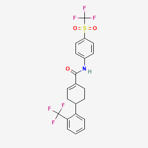 molecular formula C21H17F6NO3S B12085620 1-Cyclohexene-1-carboxamide, 4-[2-(trifluoromethyl)phenyl]-N-[4-[(trifluoromethyl)sulfonyl]phenyl]- CAS No. 1435806-95-3